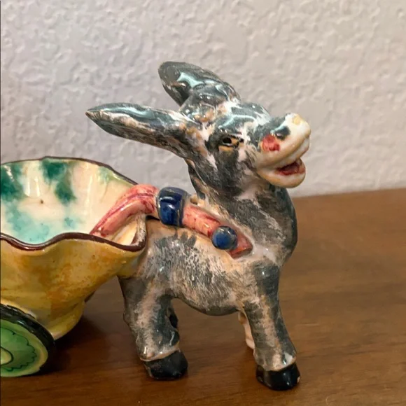 Vintage Italian pottery donkey and cart - Picture 2 of 9